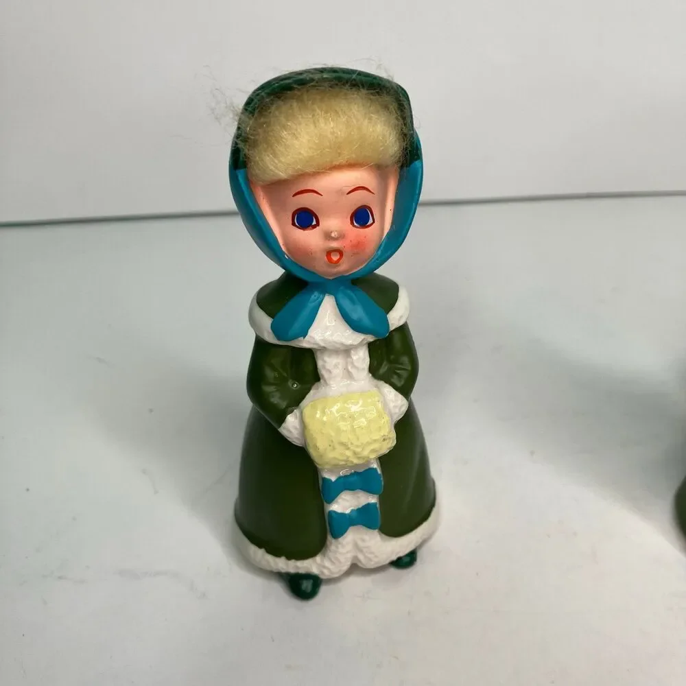 Vintage Napco Set Of 4 Christmas Carolers Figurines With Hair - Japan #7974